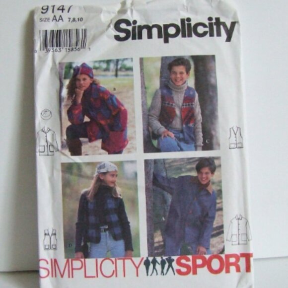 Simplicity sewing uncut pattern kids fall jacket vintage autumn coat vest winter - Picture 1 of 5